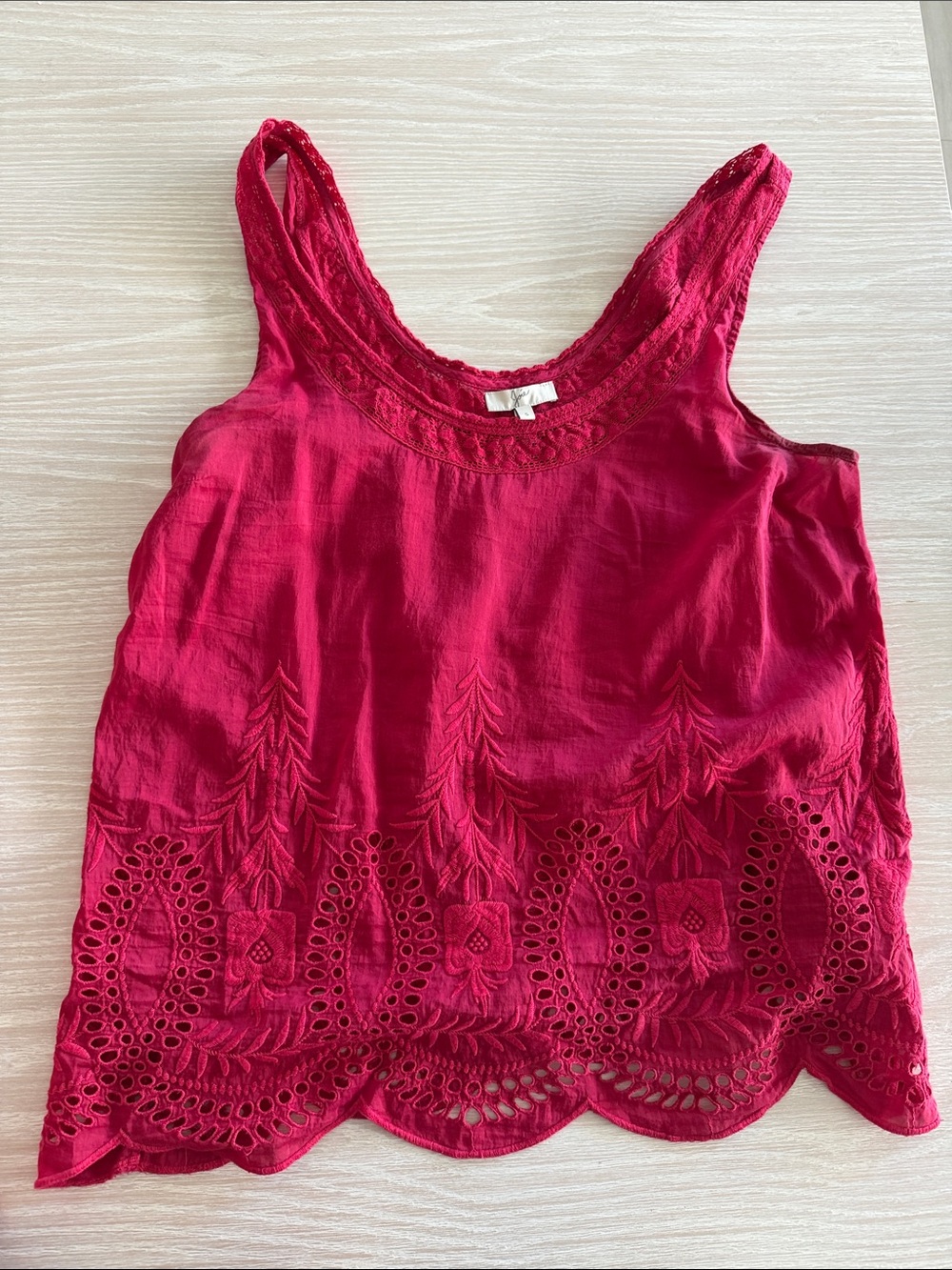 Joie Raspberry Embroidered Scoop Neck Camisole